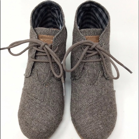 Toms Shoes - Toms Tweed Herringbone wedge booties
